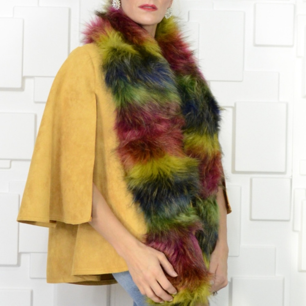 RAINBOW FAUX FUR SCARF - Picture 3 of 4